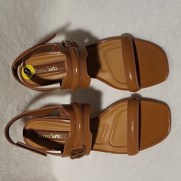 Franco Sarto Brown Owen Slingback 3" Chunky Block Heel Dress Sandal Size 9 - Picture 2 of 10